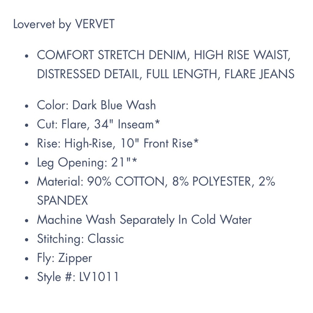 Lovervet By VERVET Dark Wash Destroyed High Rise Flare Jeans - Picture 9 of 9